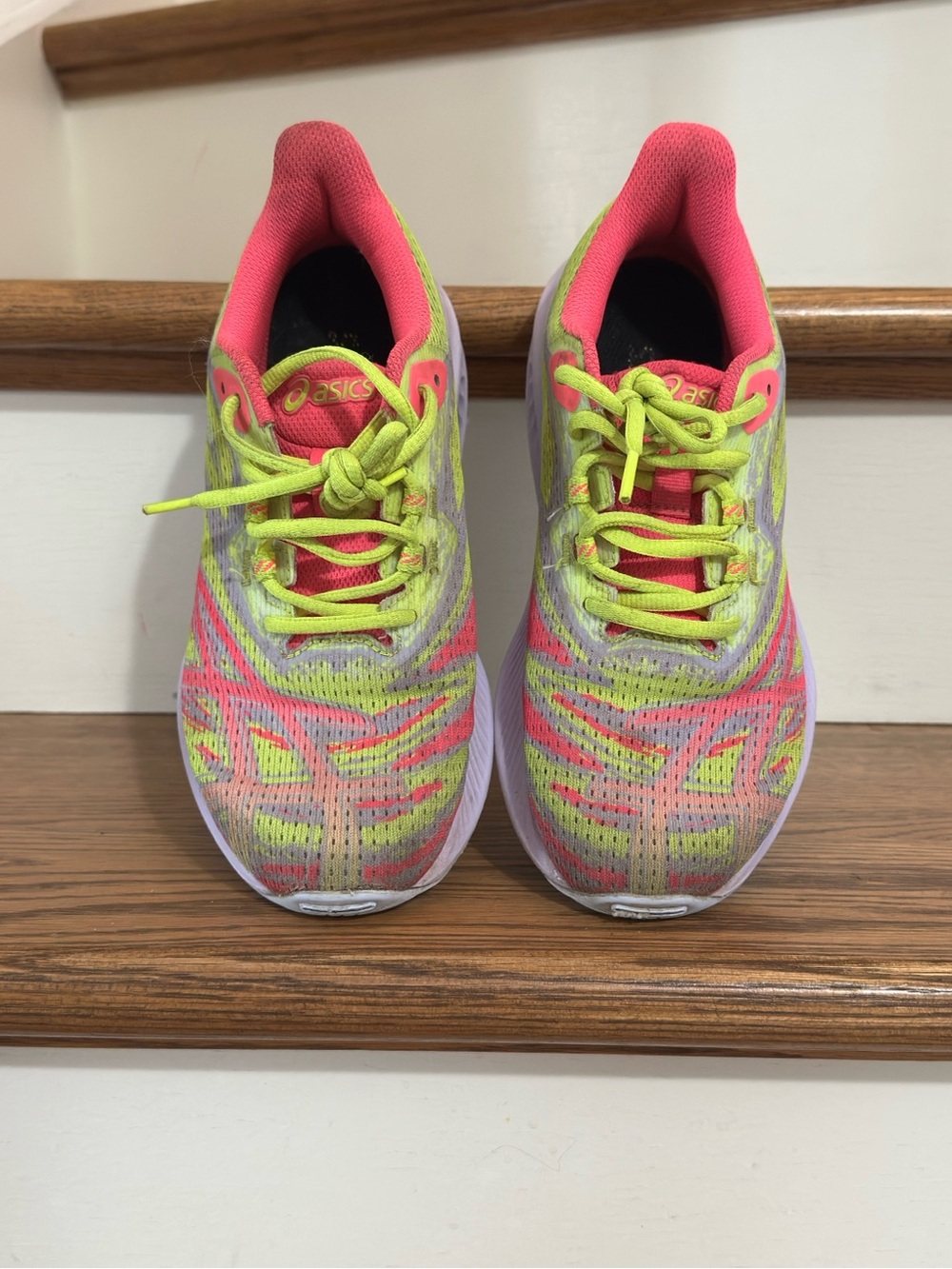 ASICS Women's Neon Pink and Lime Athletic Running Shoes